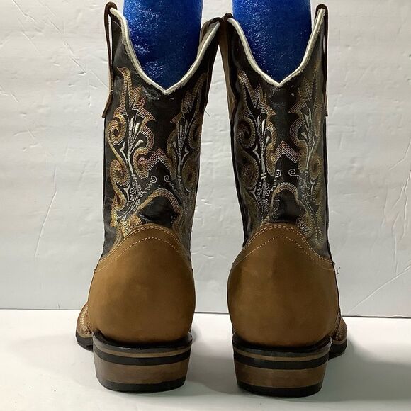 John Davis Square Toe Cowboy Western Women Boots Cognac Brown Sz 4.5 - Picture 4 of 8